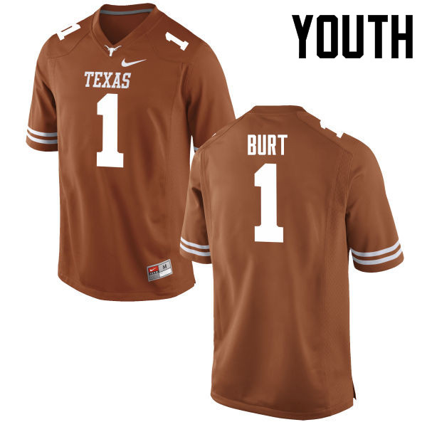 Youth #1 John Burt Texas Longhorns College Football Jerseys-Tex Orange